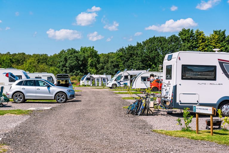 Touring caravan pitches at Flaxton Meadows in York