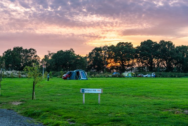 sunset at Flaxton Meadows York campsite